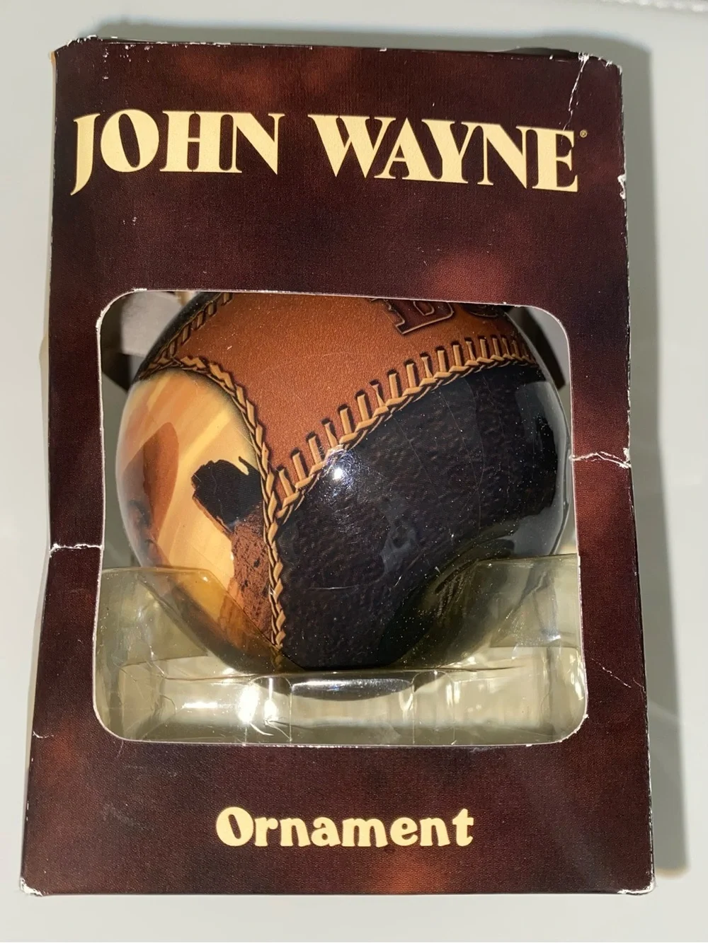 John Wayne The Duke Collectible Decoupage Brown Decorative Christmas Ornament